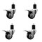 Service Caster 3'' Black Poly Swivel 1-3/4'' Expanding Stem Caster Set Total Lock Brake, 4PK SCC-EXTTL20S314-PPUB-BLK-134-4 - alternate 1